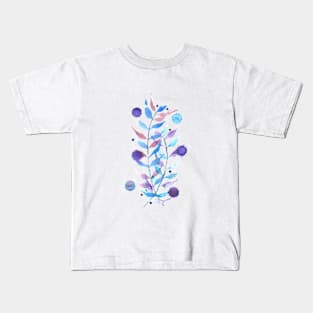 Minimal floral watercolor with blue and purple tones Kids T-Shirt